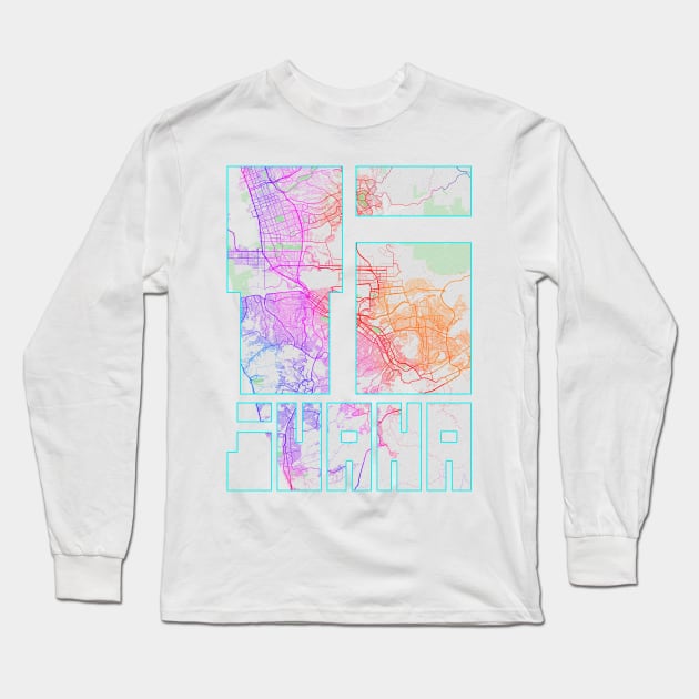 Tijuana, Mexico City Map Typography - Colorful Long Sleeve T-Shirt by deMAP Studio